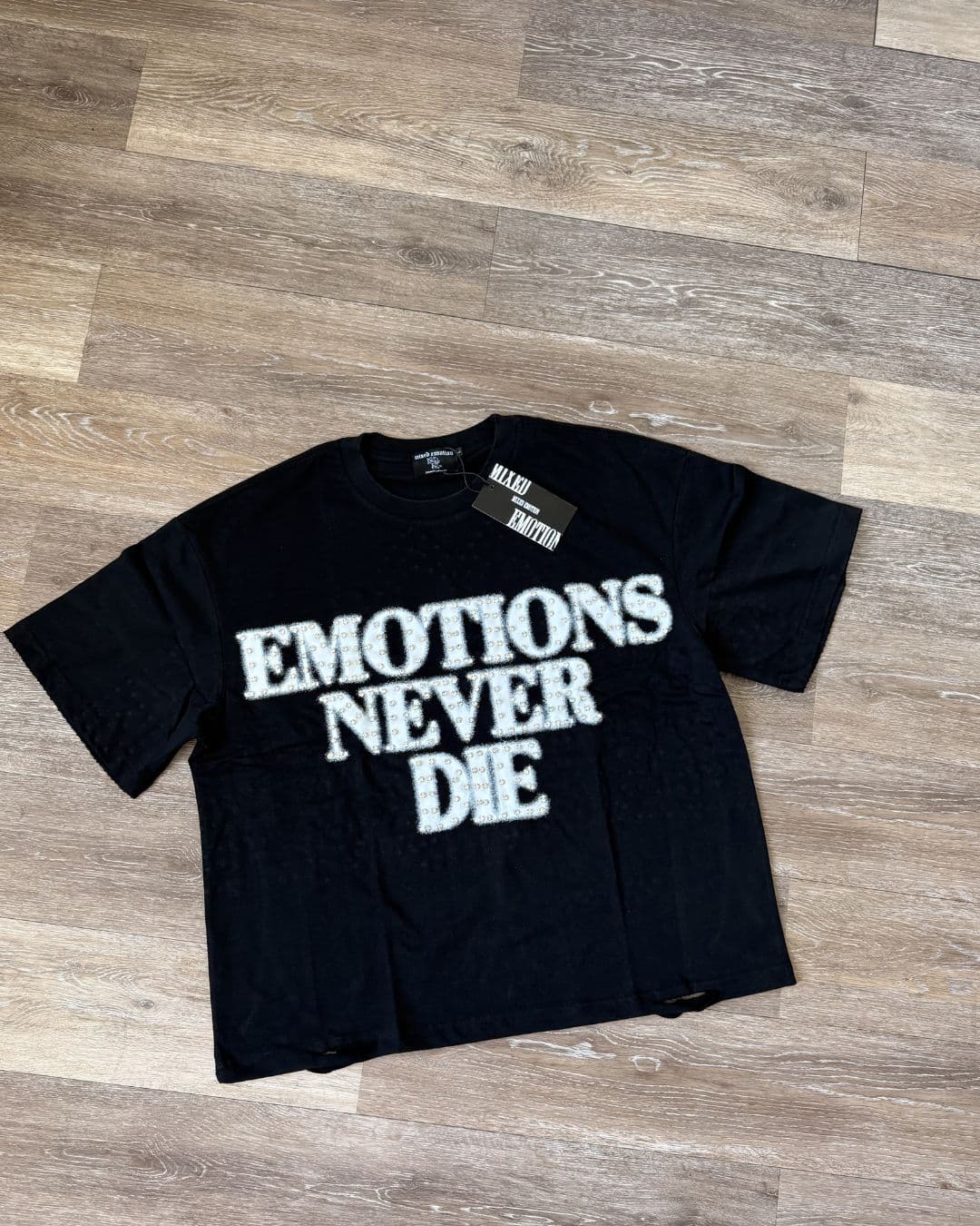 Mixed Emotion Black "End" Rhinstone Tee