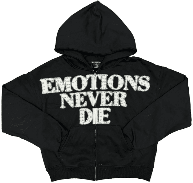 Mixed Emotion Black "End" Rhinstone Zip