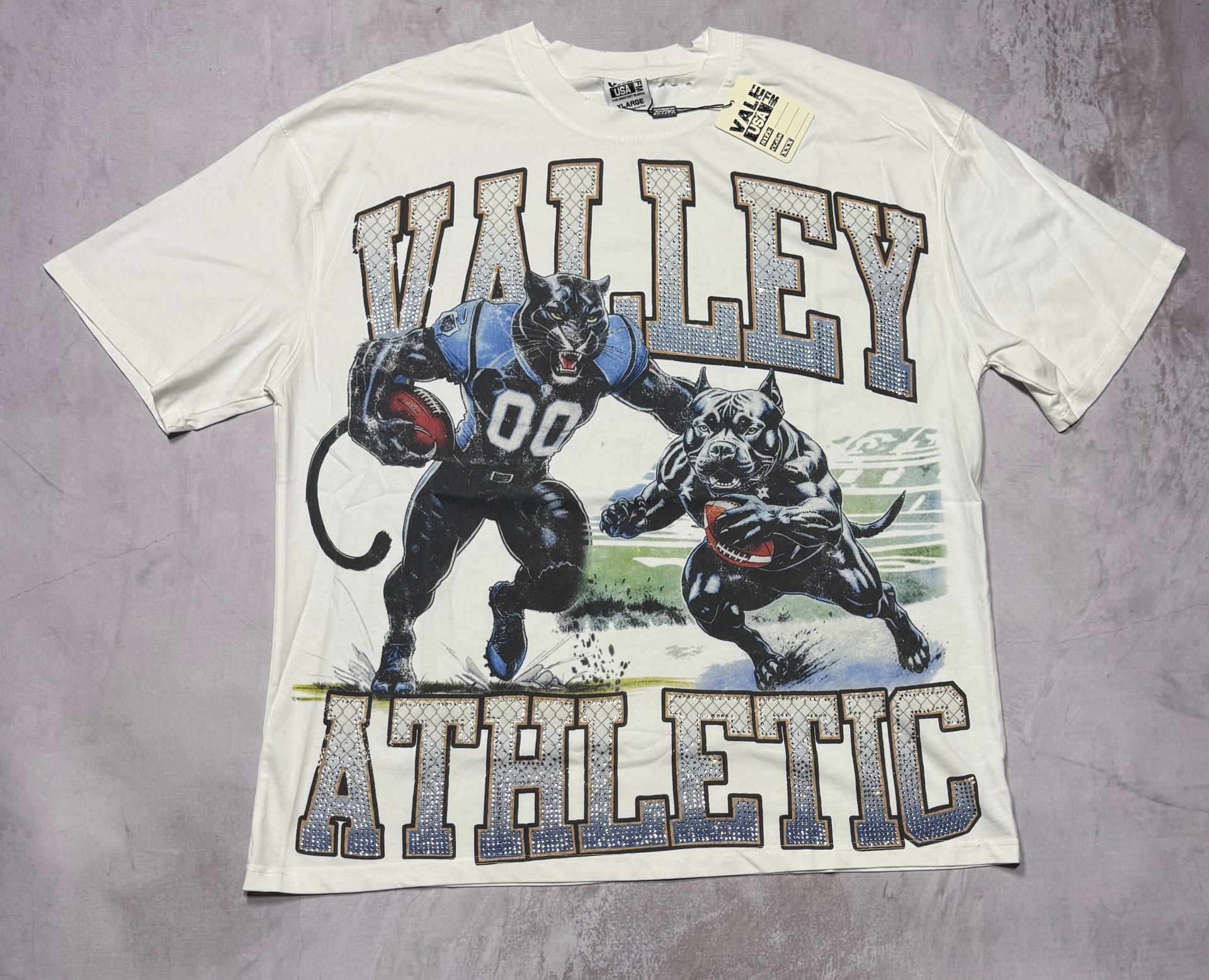 Valley "Athletic Wraith Bling Rhinstone" White Tee