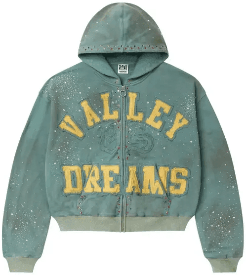 Vale Forever (Valley) "classico rhinestone Green Zip Hoodie"